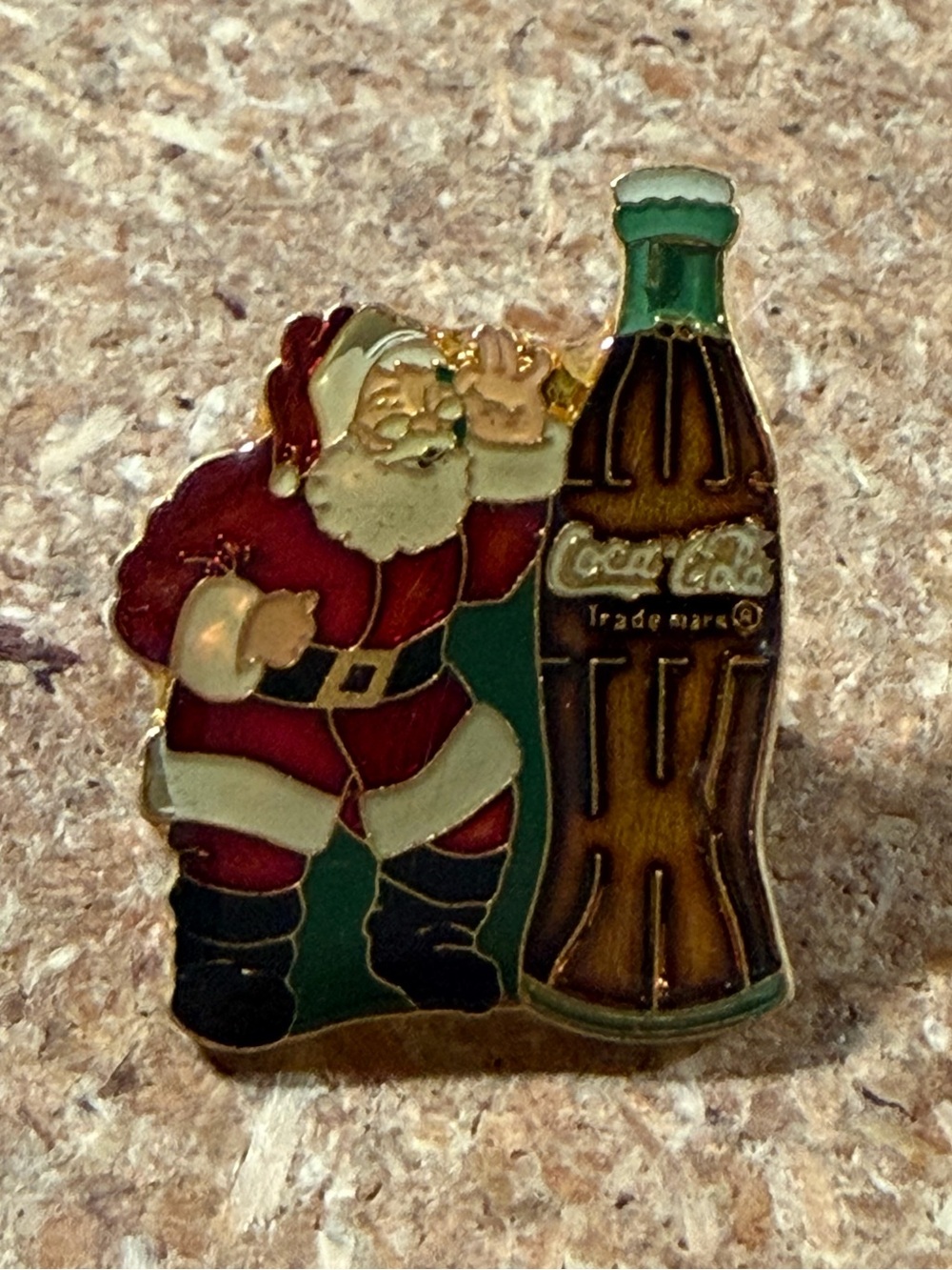 Vintage 1988 Coca-Cola Christmas Santa Claus Coke Bottle Collectible Lapel Pin